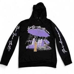 Paradox Lab Hoodie Mens Medium Black PNB Rock Cityscape Graphic Streetwear USA